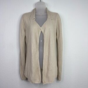 Milla Sweater Womens M Beige Linen Blend Knit Neutral Minimalist‎ Boho Cardigan